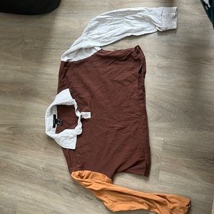 Brown white and darker brown crop top